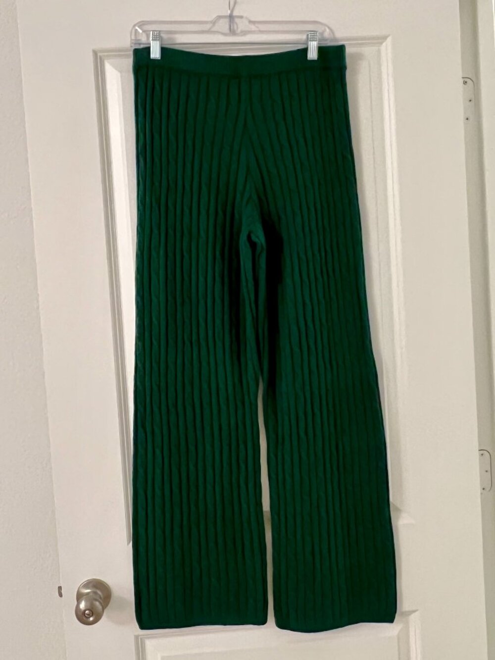 GAP CashSoft Hunter Green Cable Knit Wide Leg Sweater Pants, NEW